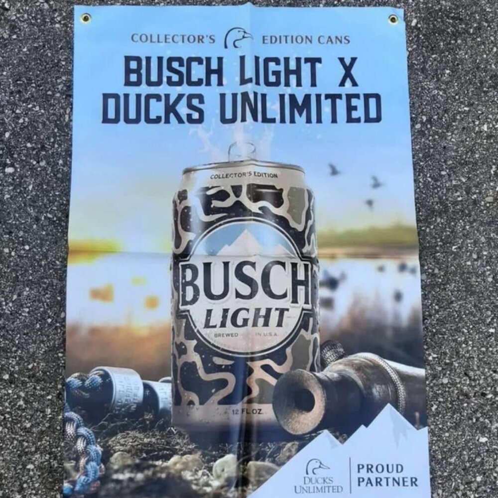 🦆‎ **Brand New Limited Busch Light Ducks Unlimited Banner – 2'x3'**